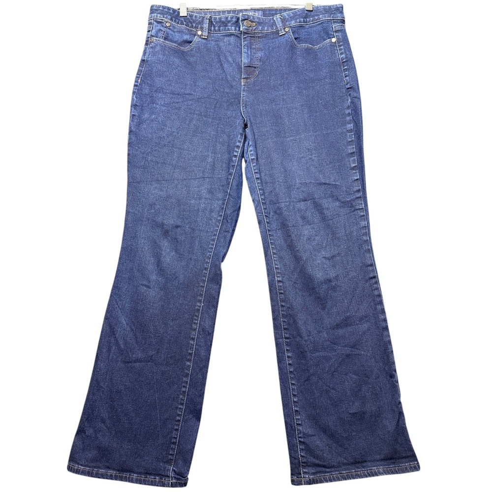 Talbots Jeans Women 14P Blue Bootcut Stretch Denim CA 23147